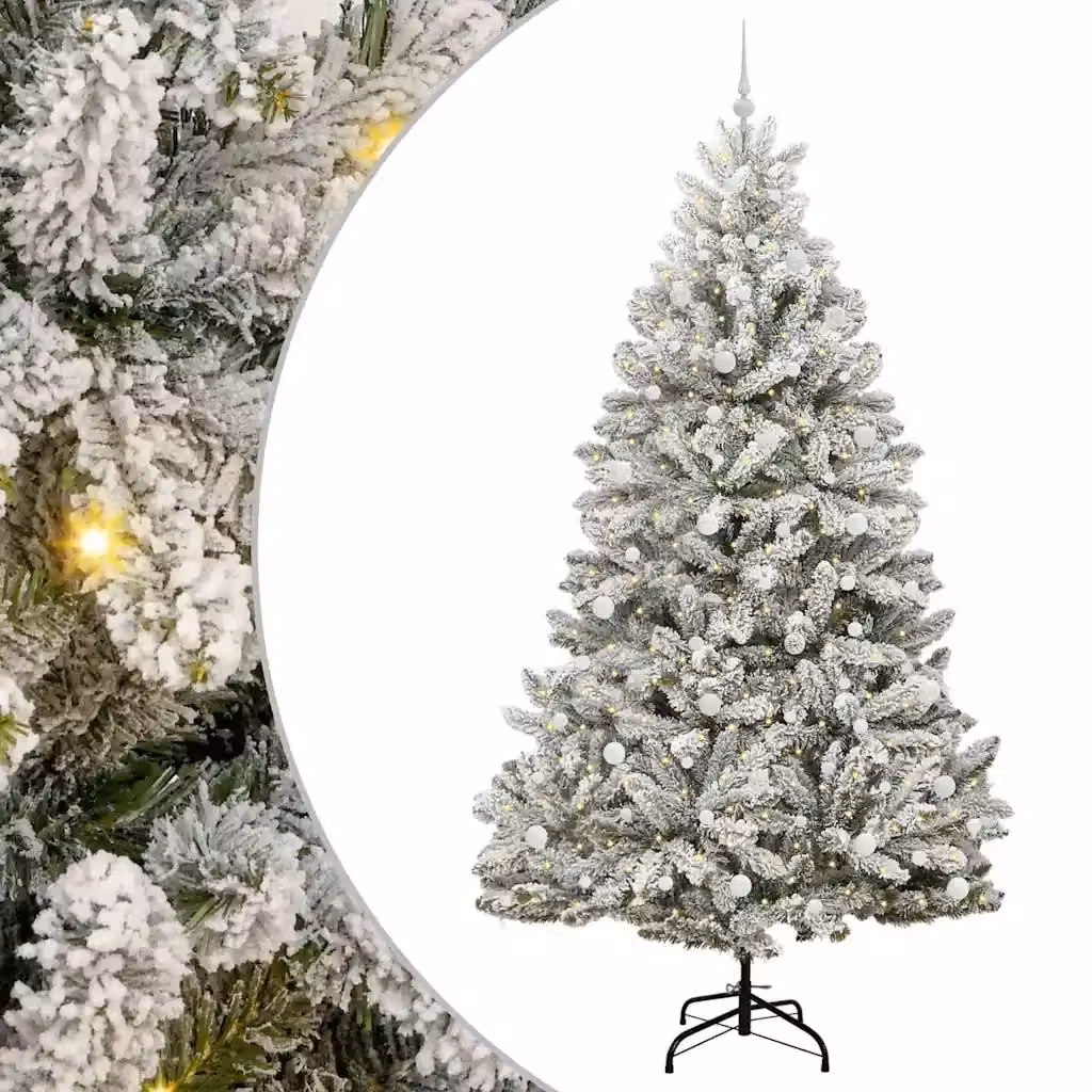 Albero di Natale artificiale moderno vidaXL verde con 300 LED bianco caldo, Altezza: 240 cm – 2