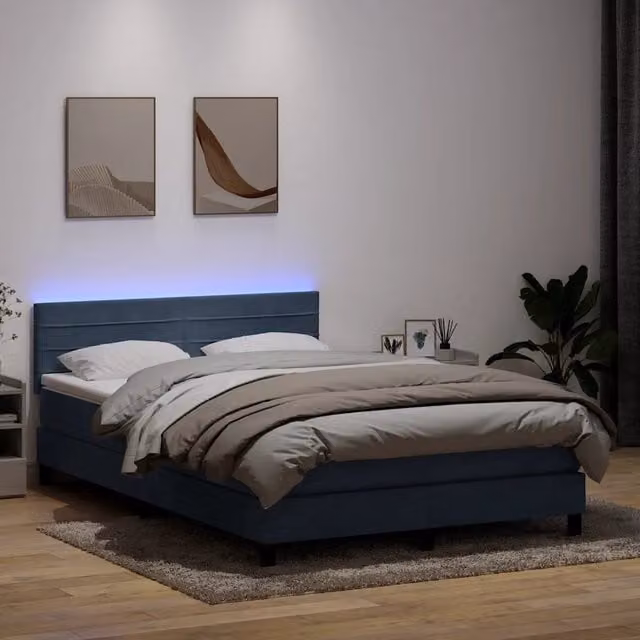 Letto a Molle con Materasso e LED Grigio Scuro 160x210 cm 3316984
