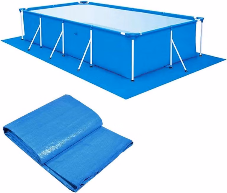 Tappetino per piscina - Blu - 200 x 300 cm - Telo protettivo pieghevole impermeabile per il fondo della piscina - Adatto per piscine rettangolari e rotonde
