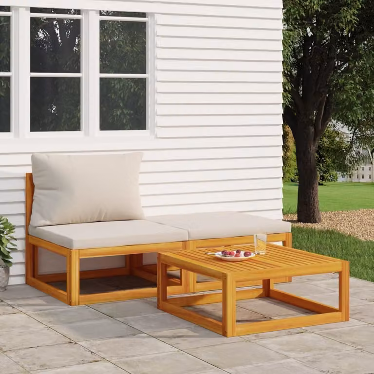 Maison Exclusive - Set da giardino 3 pezzi con cuscini in legno massello di acacia