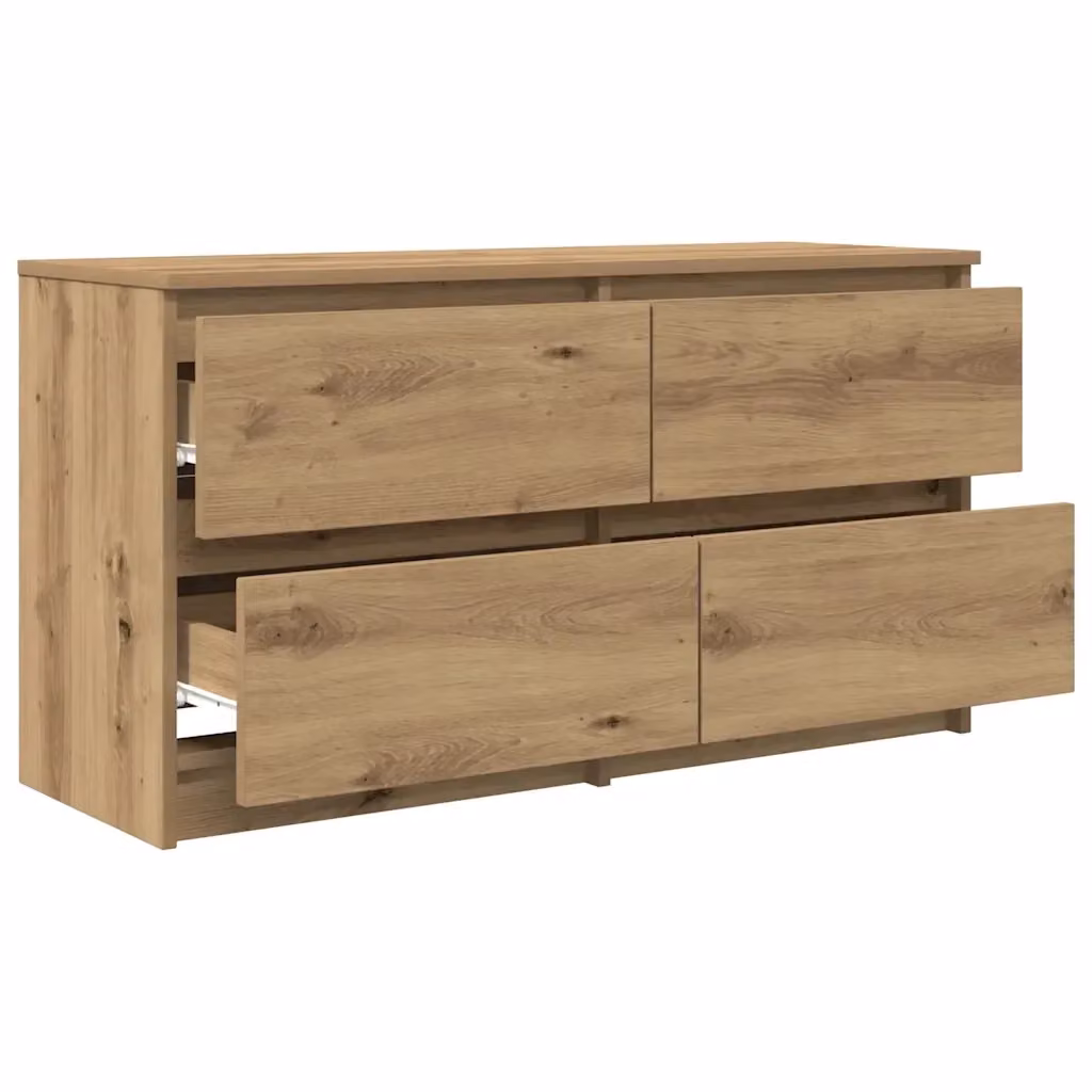 Mobile porta TV moderno HELLOSHOP26 in legno di rovere color marrone con cassetti L: 100 cm, P: 35 cm, H: 54 cm – 2