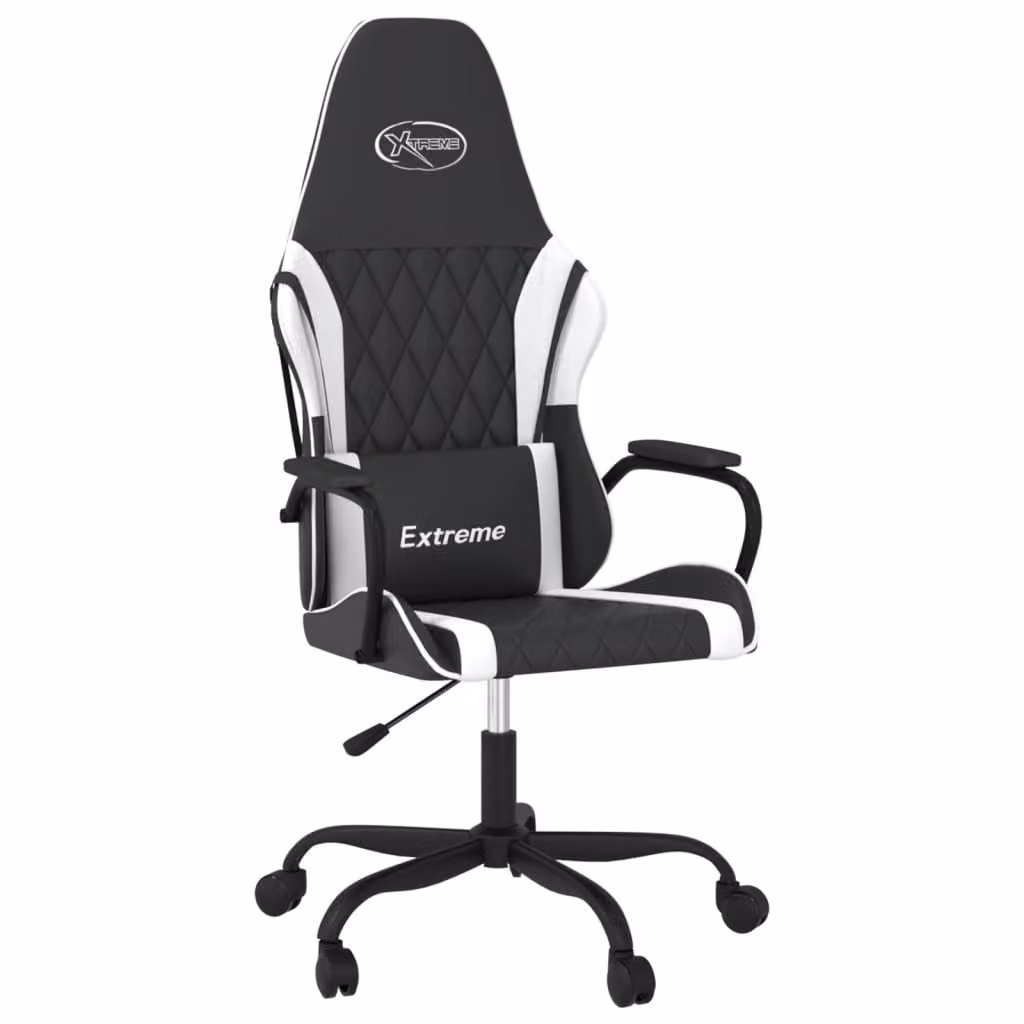 Sedia da Gaming Massaggiante Nera e Bianca in Pelle finta