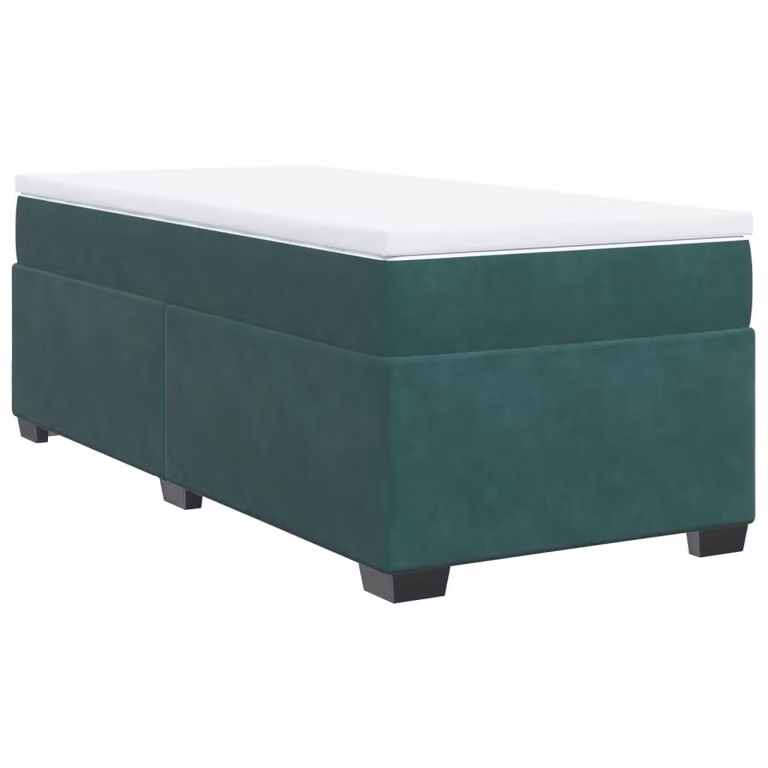 Giroletto a Molle con Materasso Verde Scuro 90x200 cm Velluto