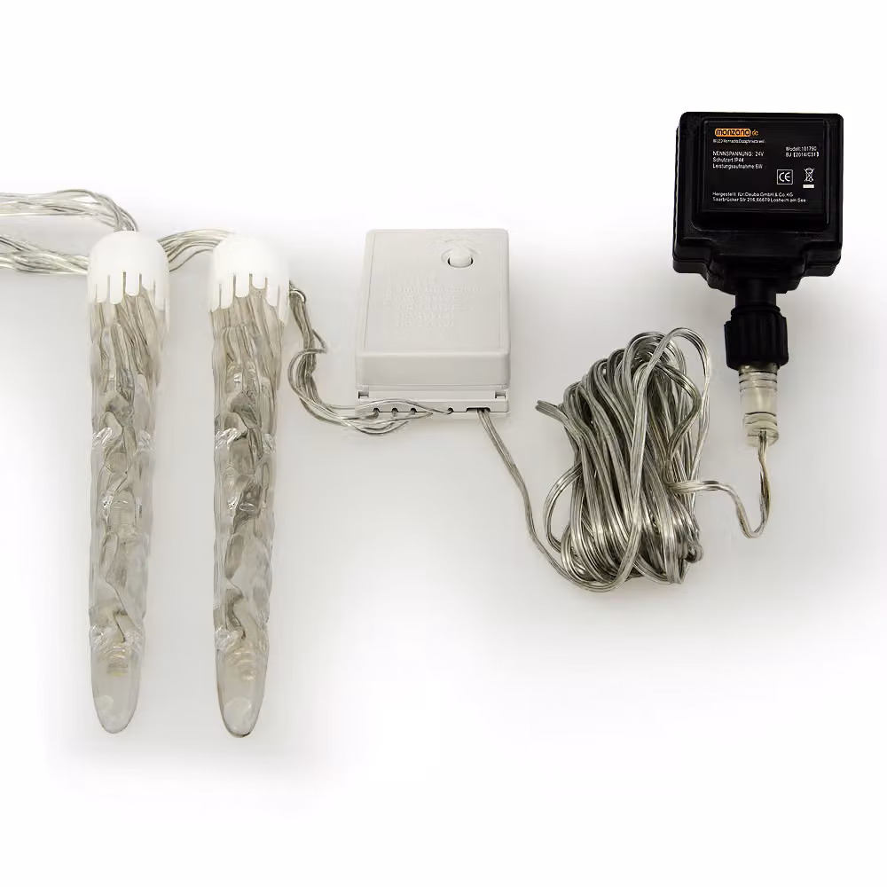 Catena di ghiaccioli Monzana con 10 LED bianchi, lunghezza 6,2 m, protezione IP44 – 2