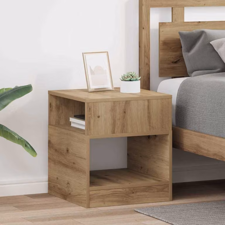 Set di 2 tavolini quadrati vidaXL in stile moderno color rovere, L/P/H: 40,5 x 40 x 45 cm