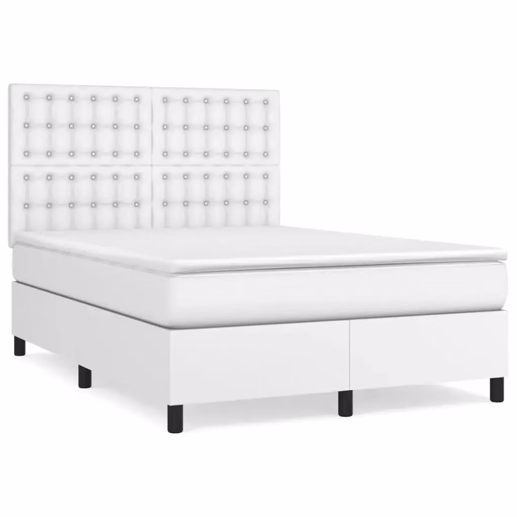 Letto Ibrido con Giroletto a Molle e Materasso vidaXL in Similpelle Bianco L/P/H: 203 x 144 x 128 cm – 2