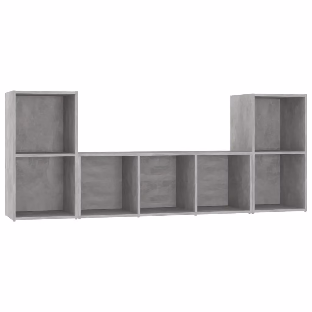 Set di 3 mobili TV vidaXL in legno e MDF, colore grigio, stile classico per soggiorno, L: 107 cm, P: 35 cm, H: 37 cm – 2