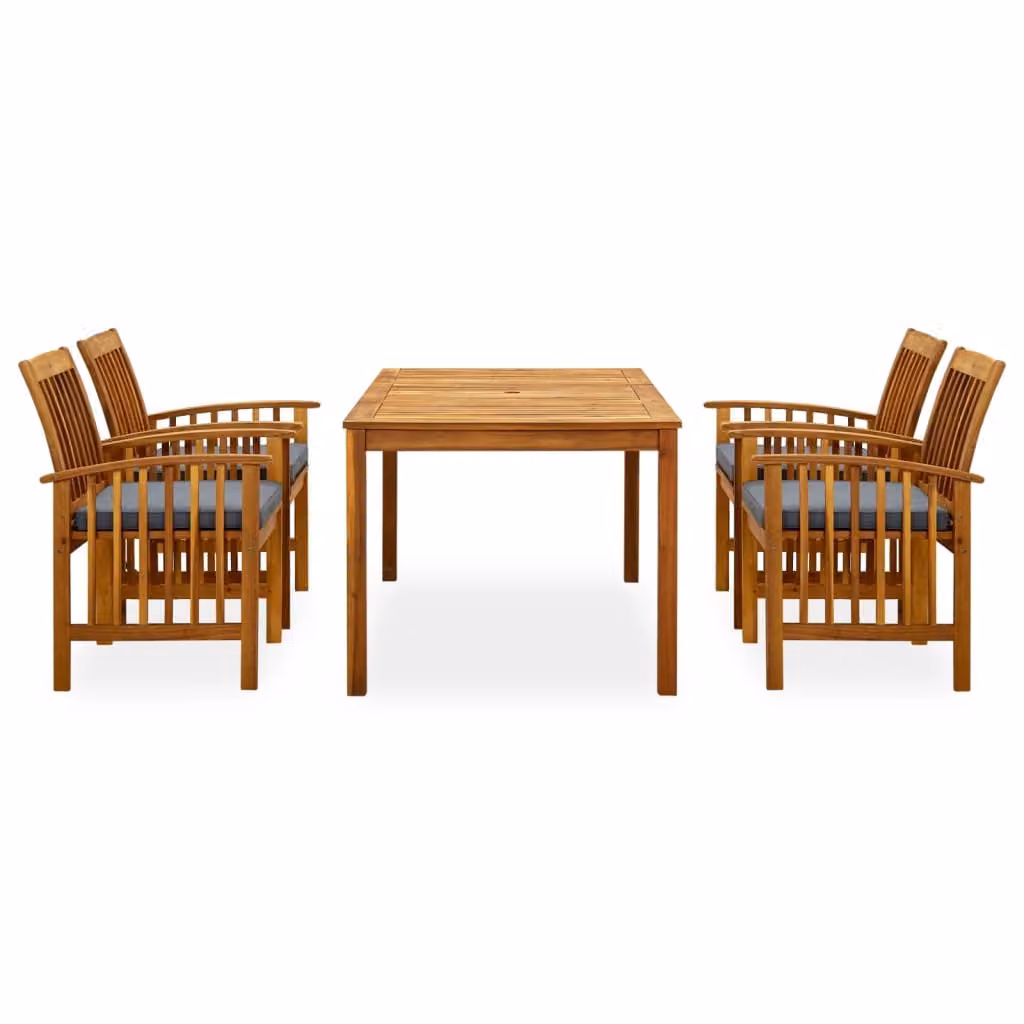 Set da Pranzo da Giardino 5 pz con Cuscini Massello di Acacia