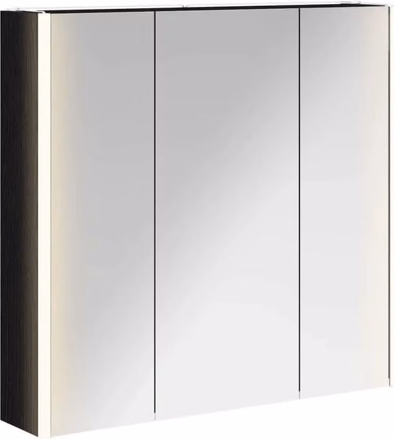 Mobiletto per specchio da bagno moderno con illuminazione LED Design In, finitura rovere nero opaco, L: 73.5 cm, P: 15.5 cm, H: 70 cm