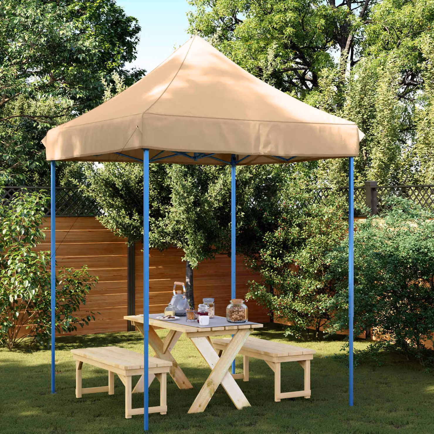 Tenda Party vidaXL in tessuto Oxford beige L 200 x P 200 x H 306 cm