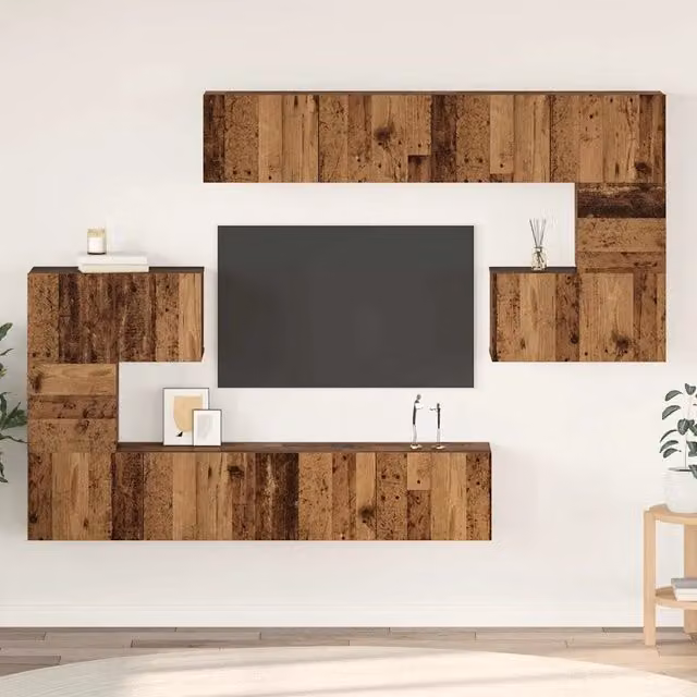 Set mobile TV 8 pz Legno vecchio Legno ingegnerizzato 3393216