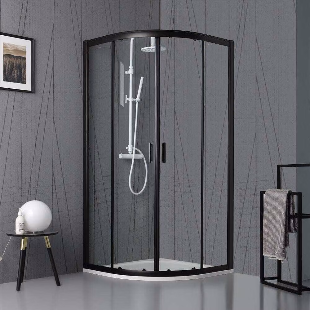 Box doccia nero opaco semicircolare cm 90 cristallo trasparente | City