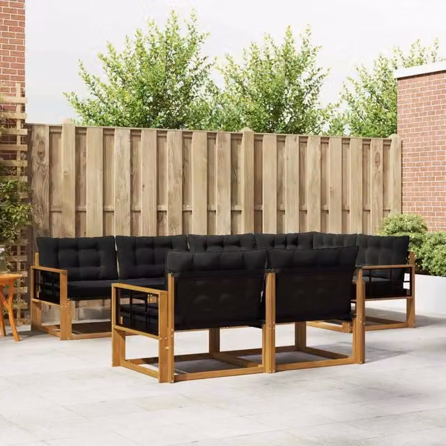 Set di divani da esterno 7 pz Naturale e Nero 3369559