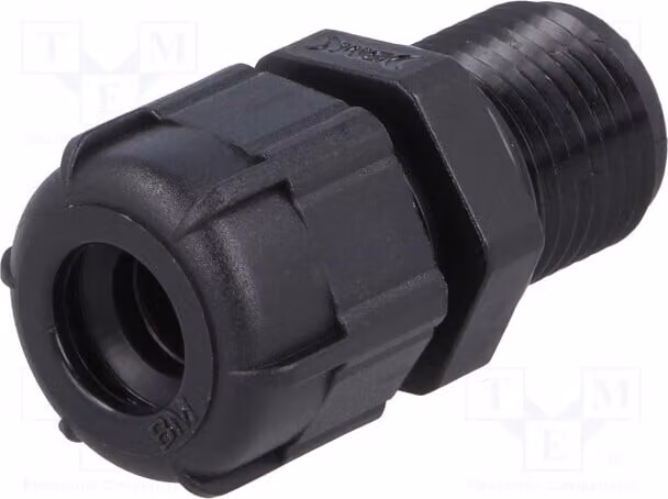 5 raccordi per cavi con filettatura allungata, grado di protezione IP68, colore nero, modello BM4009LN, passo PG9
