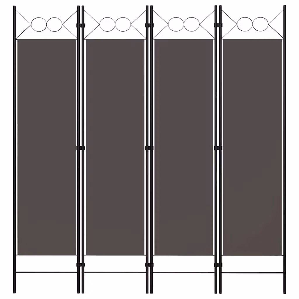 vidaXL Paravento a 4 Pannelli Antracite con Design Geometrico Moderno H: 180 cm, L: 160 cm