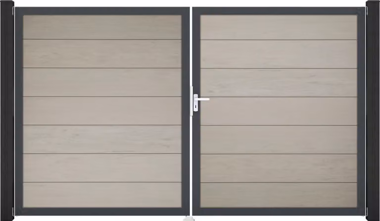 GroJa Solid Grande porta Bi-Color co-ex DIN sinistra 300x180x4 cm telaio in alluminio DB 703, 2 ante