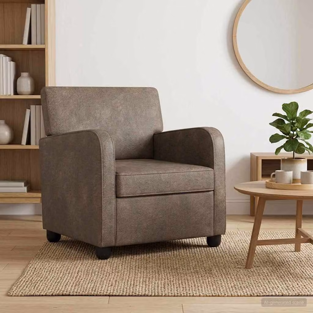 Poltrona Lounge moderna vidaXL in pelle sintetica grigia con braccioli