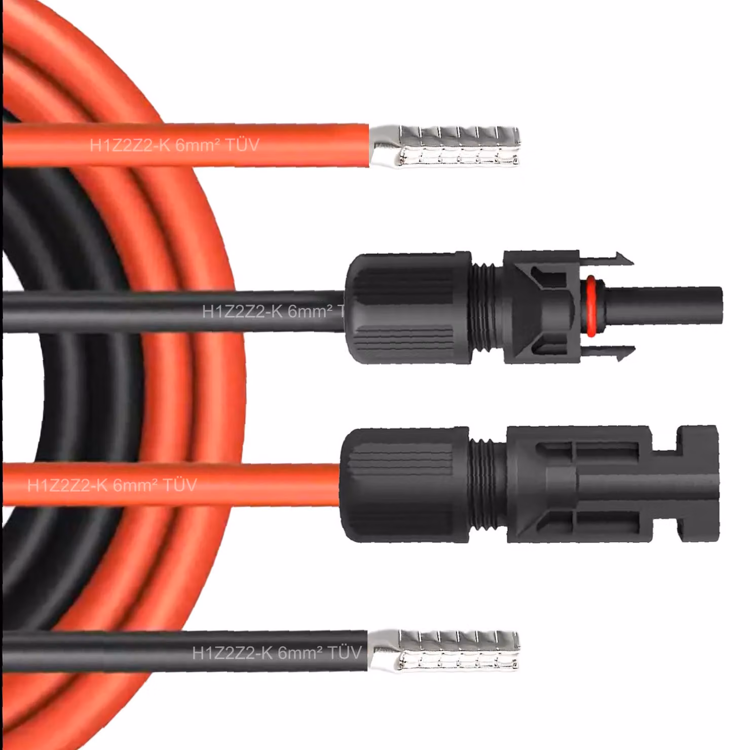 Cavo solare con connettore, cavo di prolunga da 1500 V per regolatore di carica, cavo solare da 4 mm² e 6 mm², lunghezza: 2 x 6 m (6 mm²); aliquota IVA: 19%