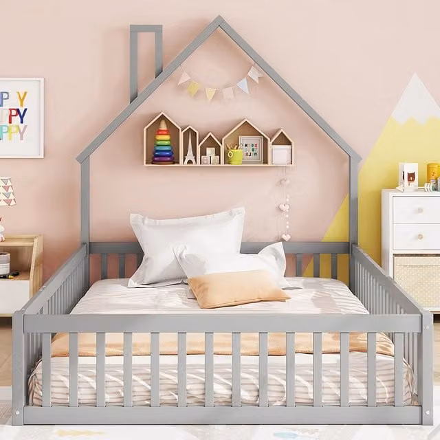 Letto cabina per bambini - Xylo - 140x200 cm - Grigio - Pino massello