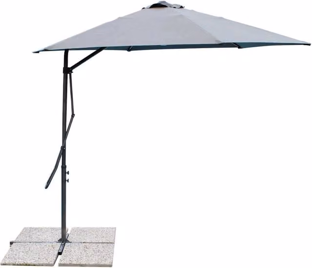 Ombrellone da giardino rotondo con braccio decentrato MUSON in acciaio e poliestere grigio, diametro 300 cm