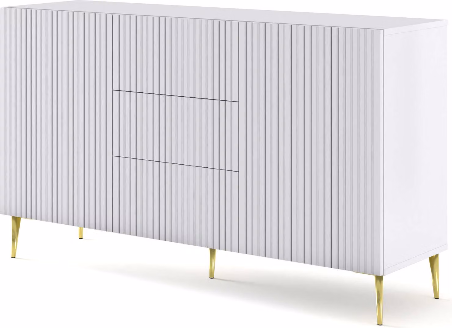 FURNLUX Credenza Ravenna B Bianco e Oro 150cm / Colore principale: Bianco / Dimensioni: 150 x 87 x 42 cm