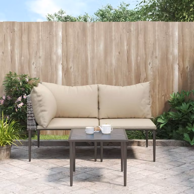 Maison Exclusive - Set da giardino 3 pezzi con cuscini grigio in polyrattan