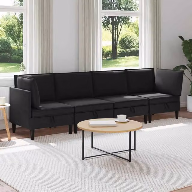 Set di mobili per il soggiorno 4 pz Nero Tessuto 3413809
