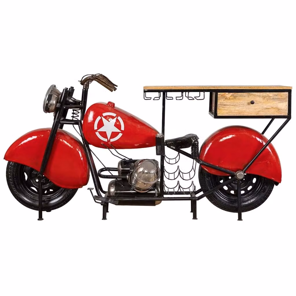 Barra portabottiglie WANDERLUST DECO in legno di mango e metallo stile industrial L: 200 cm, P: 43 cm, H: 94 cm – 2