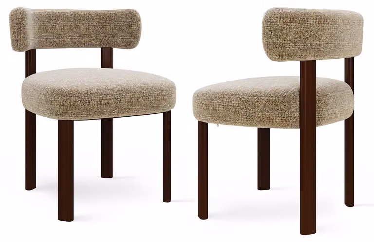 COLAMY Set di 2 sedie da pranzo in legno massello, design pulito e accogliente, per sala da pranzo o cucina, colore marrone