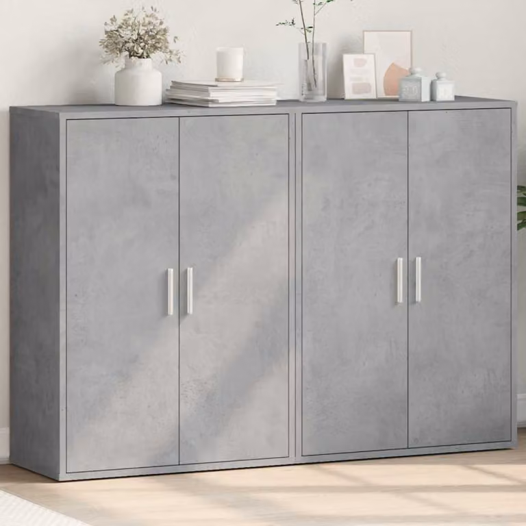 Set di 2 credenze vidaXL in legno e MDF grigio opaco, modello moderno da appendere a parete, L: 60 cm, P: 31 cm, H: 84 cm