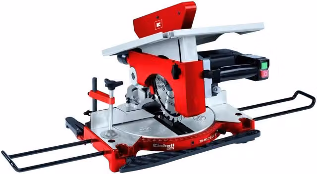 Einhell TH-MS 2112 T Troncatrice per legno con doppio piano e banco sega da 1200W, colore rosso