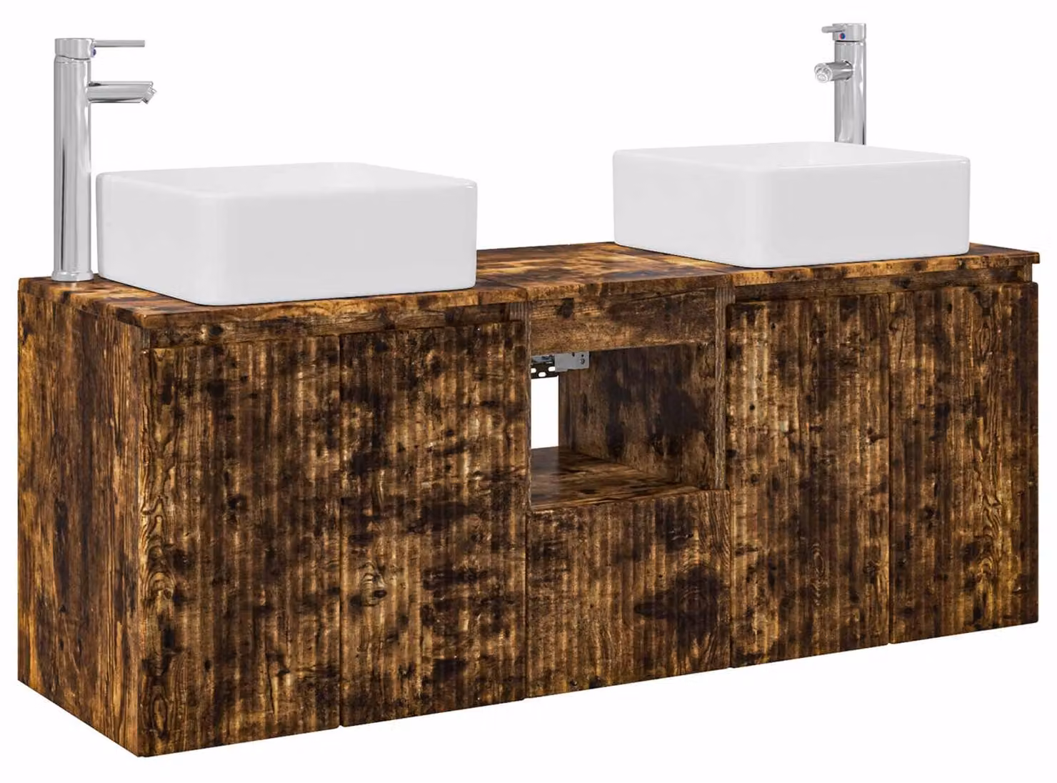 Set di 3 mobili da bagno in legno di quercia affumicata