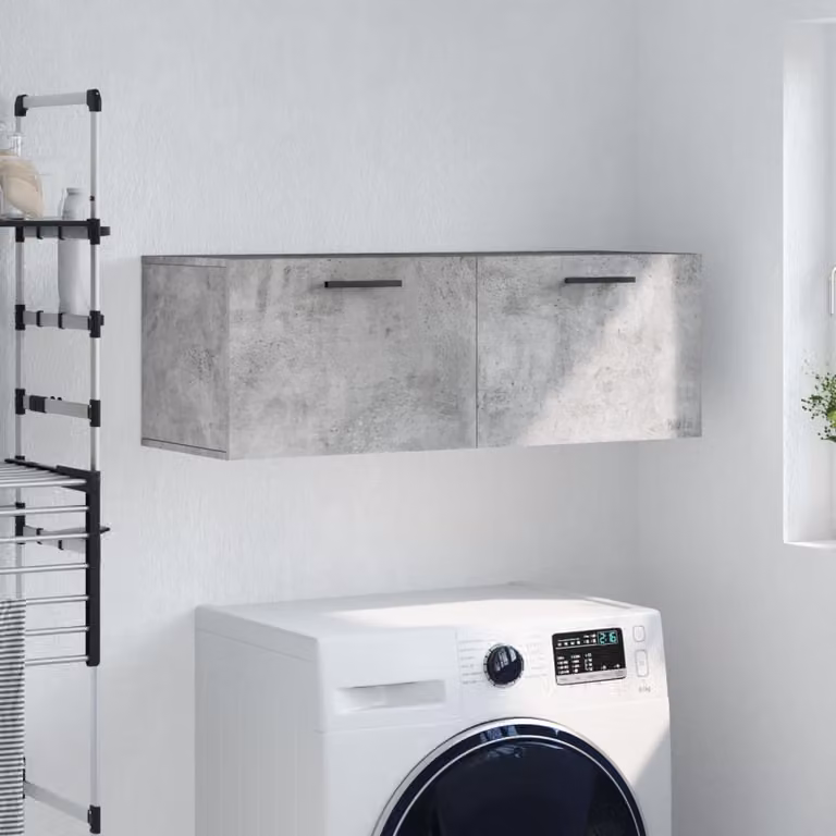Mobile a parete vidaXL in legno multistrato e MDF, colore grigio cemento, L 100 x P 36,5 x H 35 cm