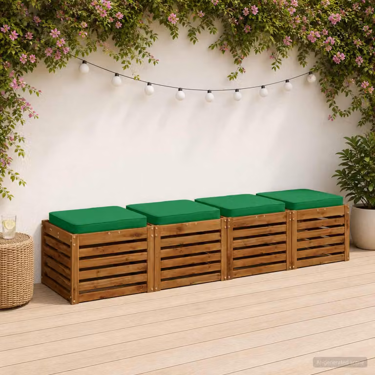 Set di 4 cuscini per sedia vidaXL VUGHT in poliestere verde con rivestimento rimovibile e lavabile