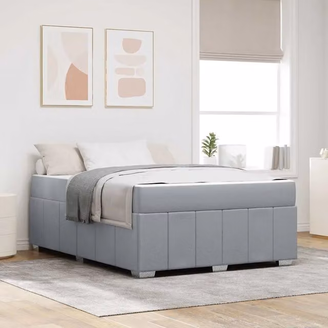 Struttura letto imbottita vidaXL in tessuto grigio con doghe in legno L/P: 140 x 200 cm – 1