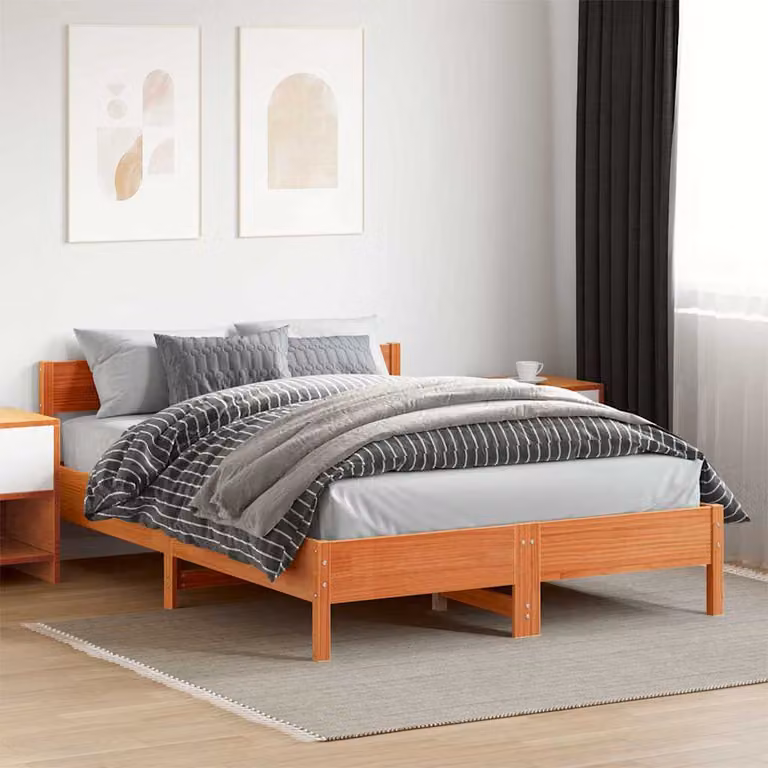 vidaXL Giroletto in legno di pino massello marrone cera L 140 x P 200 cm