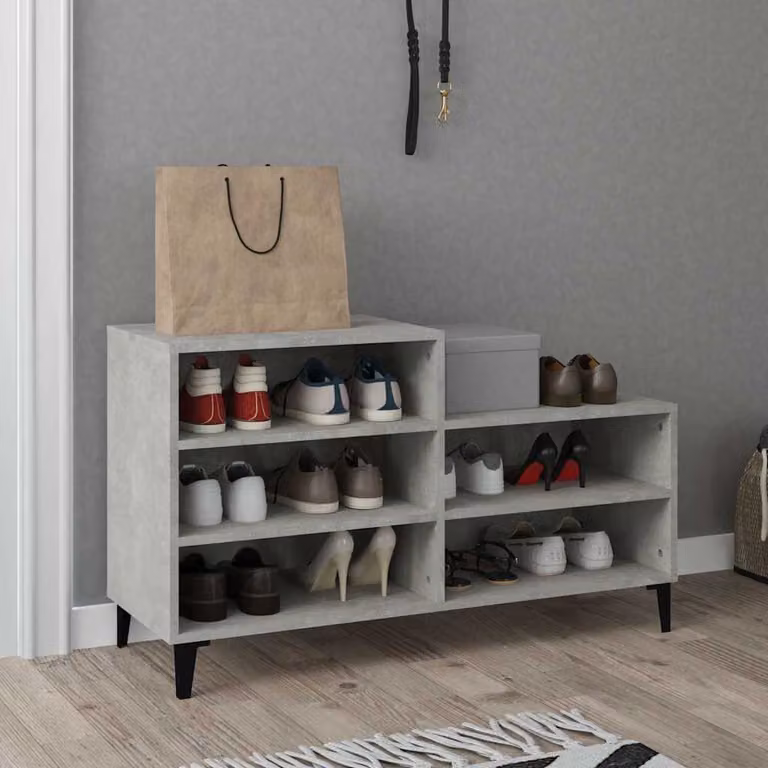 Scarpiera vidaXL in stile industriale con ripiani piatti, colore grigio, L/P/H: 102 x 36 x 60 cm