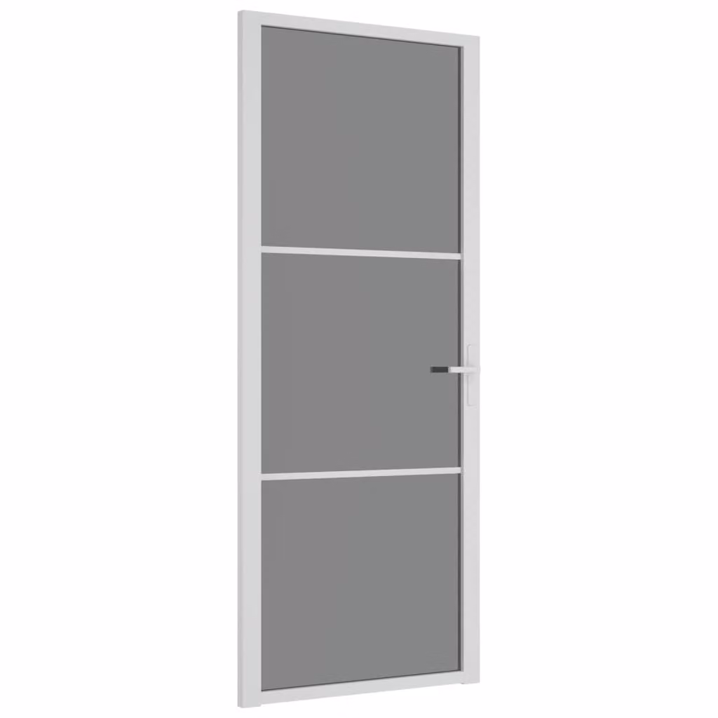Porta Interna 83x201,5 cm Bianca in Vetro ESG e Alluminio