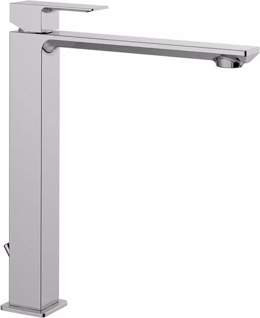 Miscelatore lavabo alto Elle Paffoni in ottone cromato con comando monocomando e scarico automatico, H: 41,3 cm, L: 23,7 cm, P: 17,6 cm