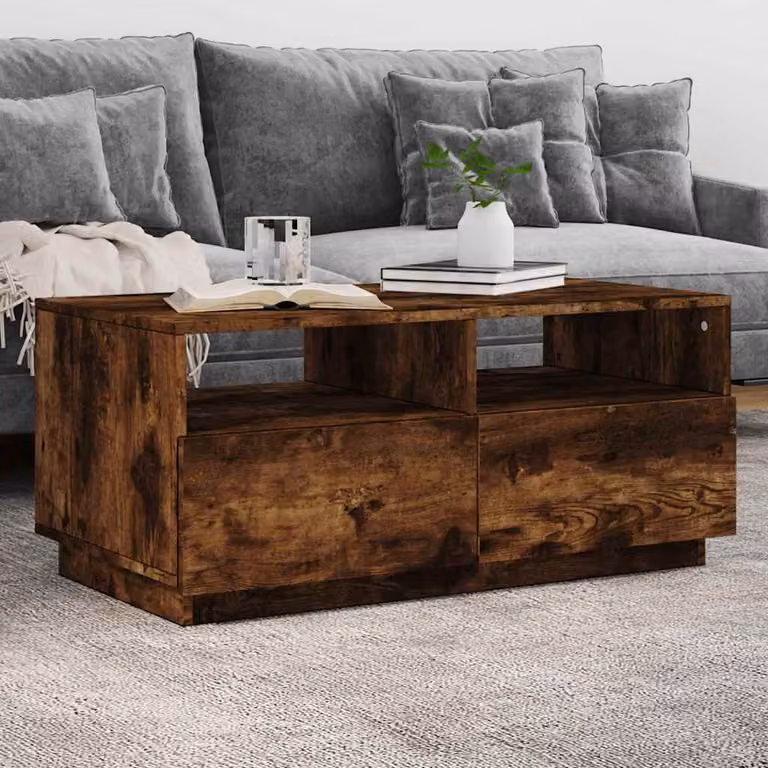 vidaXL Tavolino da Soggiorno Moderno in Rovere Marrone L: 90 cm, P: 49 cm, H: 40 cm