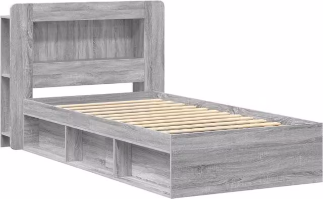 Letto singolo | Letto per adulti | Telaio del letto con storage Sonoma grigio 80 x 200 cm