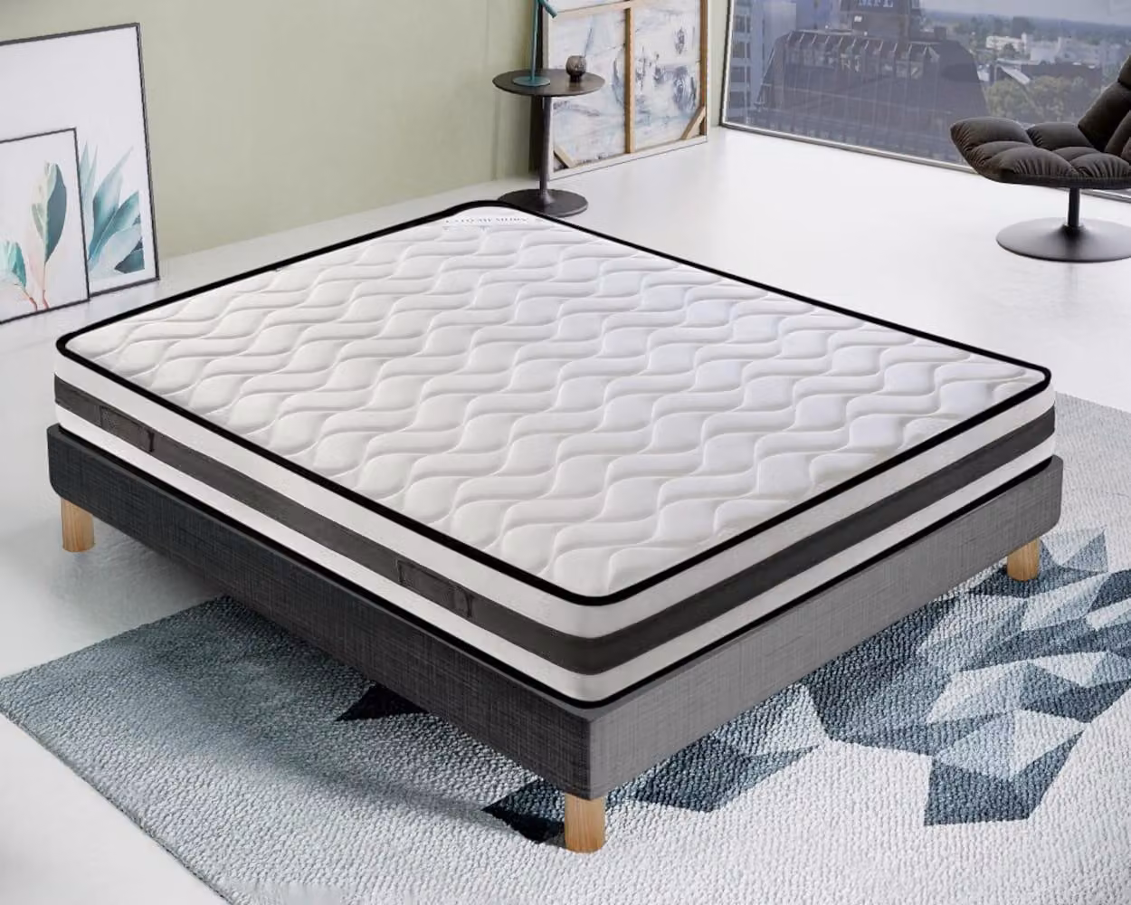 Materasso 135x190 cm, Alto 20 cm, in Schiuma HR, 9 zone differenziate, Rigidità H3, Reversibile Lato Estate/Inverno, 100% Italy