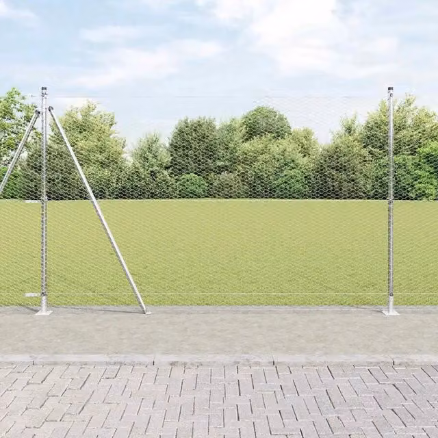 Recinzione esagonale con base in cemento 100 x 1,5 m Argento 3353880