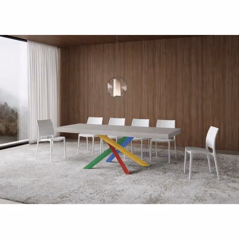 Tavolo allungabile Volantis Premium ITAMOBY con telaio a X in metallo, colore Multicolore Cashmere, L: 140/400 cm, P: 90 cm – 2