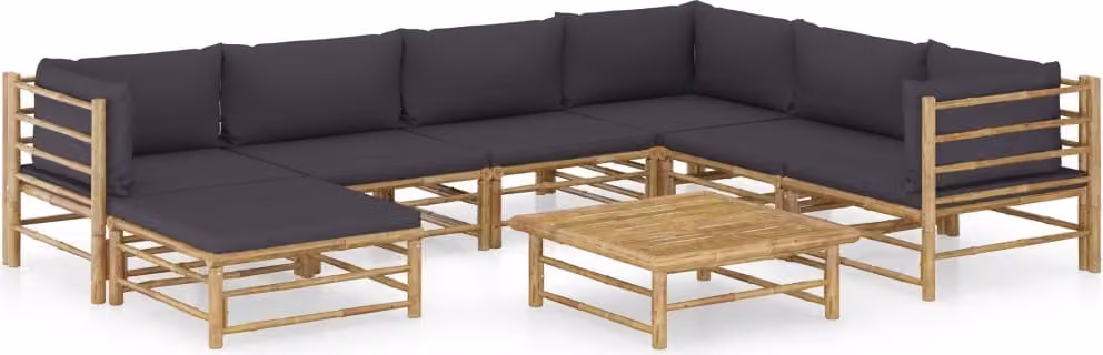 Maison Exclusive - Set da giardino da 8 pezzi con cuscini in bambù grigio scuro