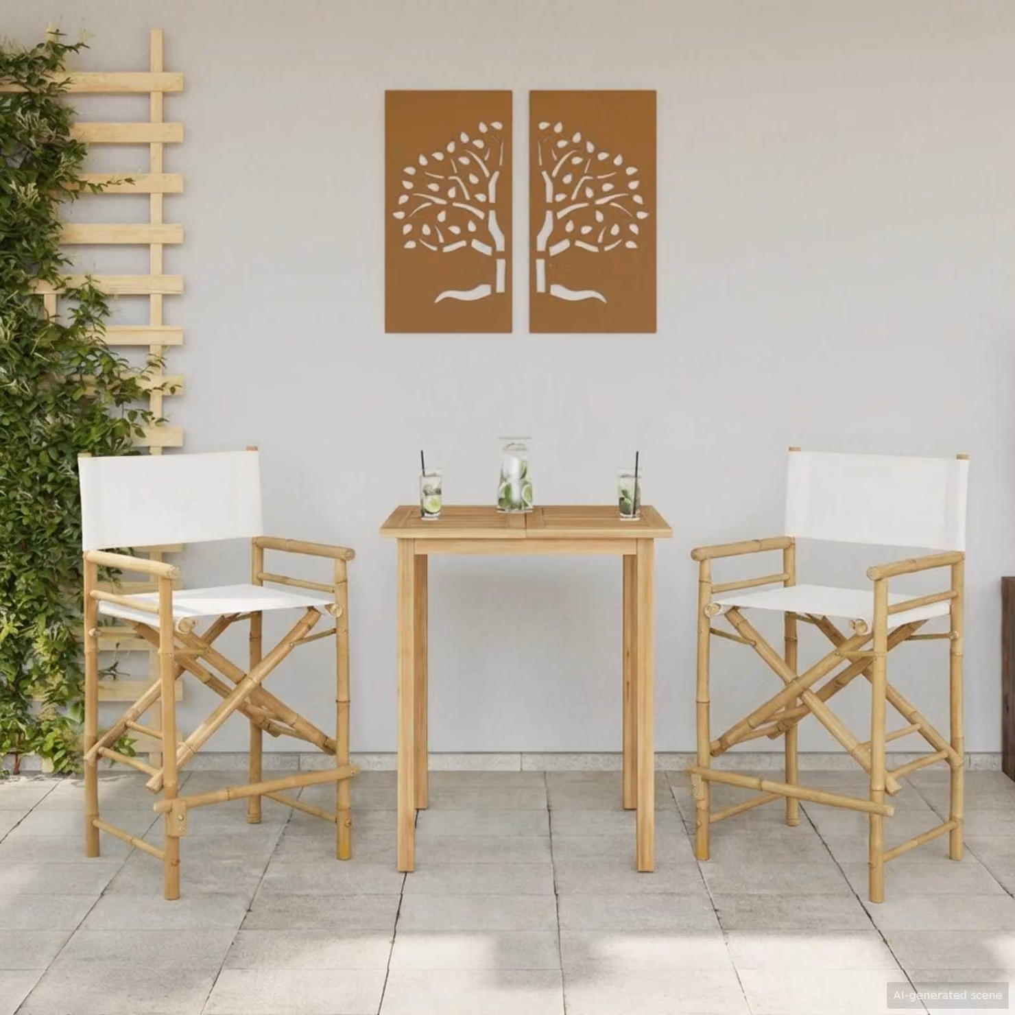 Set di 2 sedie da regista pieghevoli vidaXL in bambù naturale per giardino