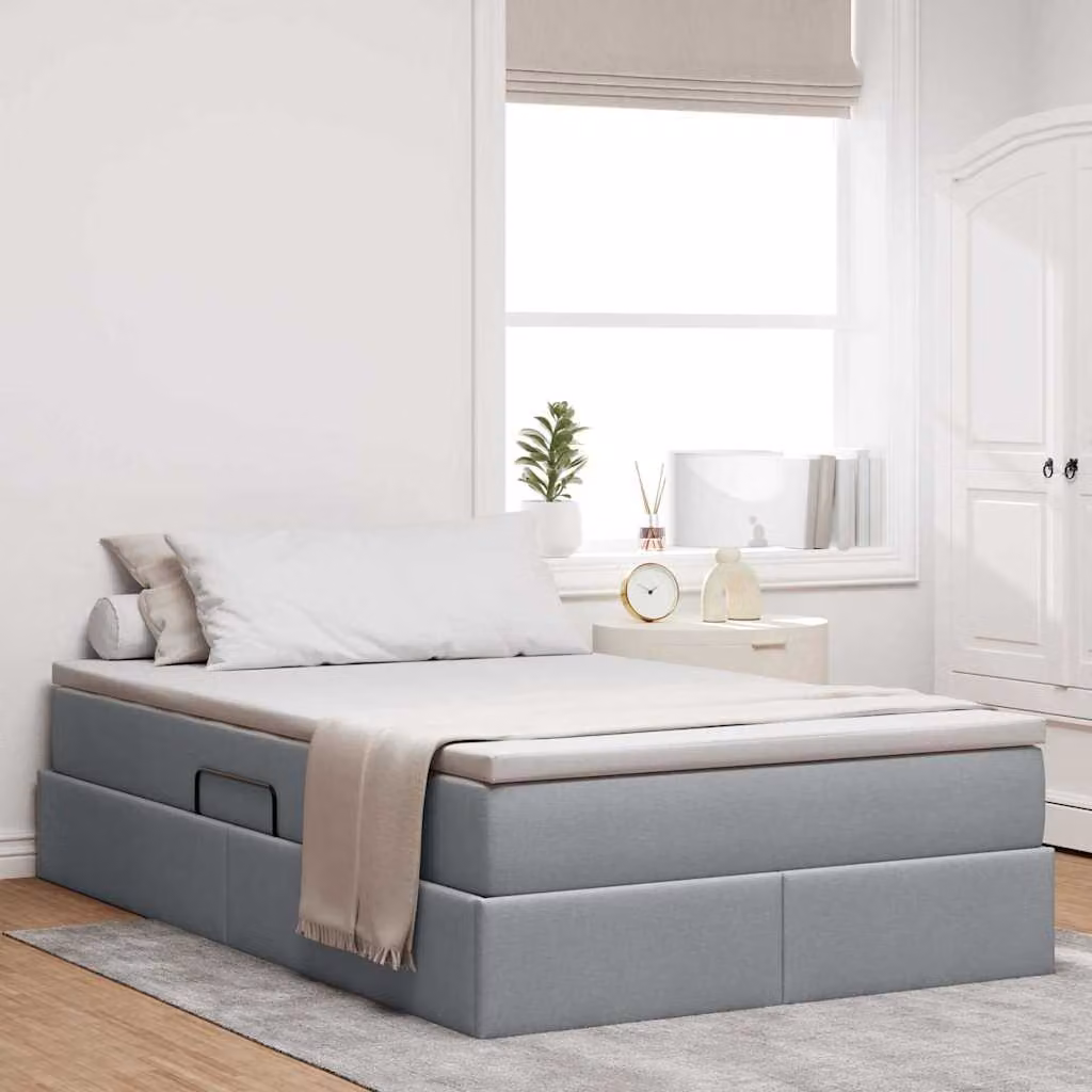 Letto con contenitore e materasso ibrido vidaXL Grigio chiaro L 120 cm x P 200 cm – 1