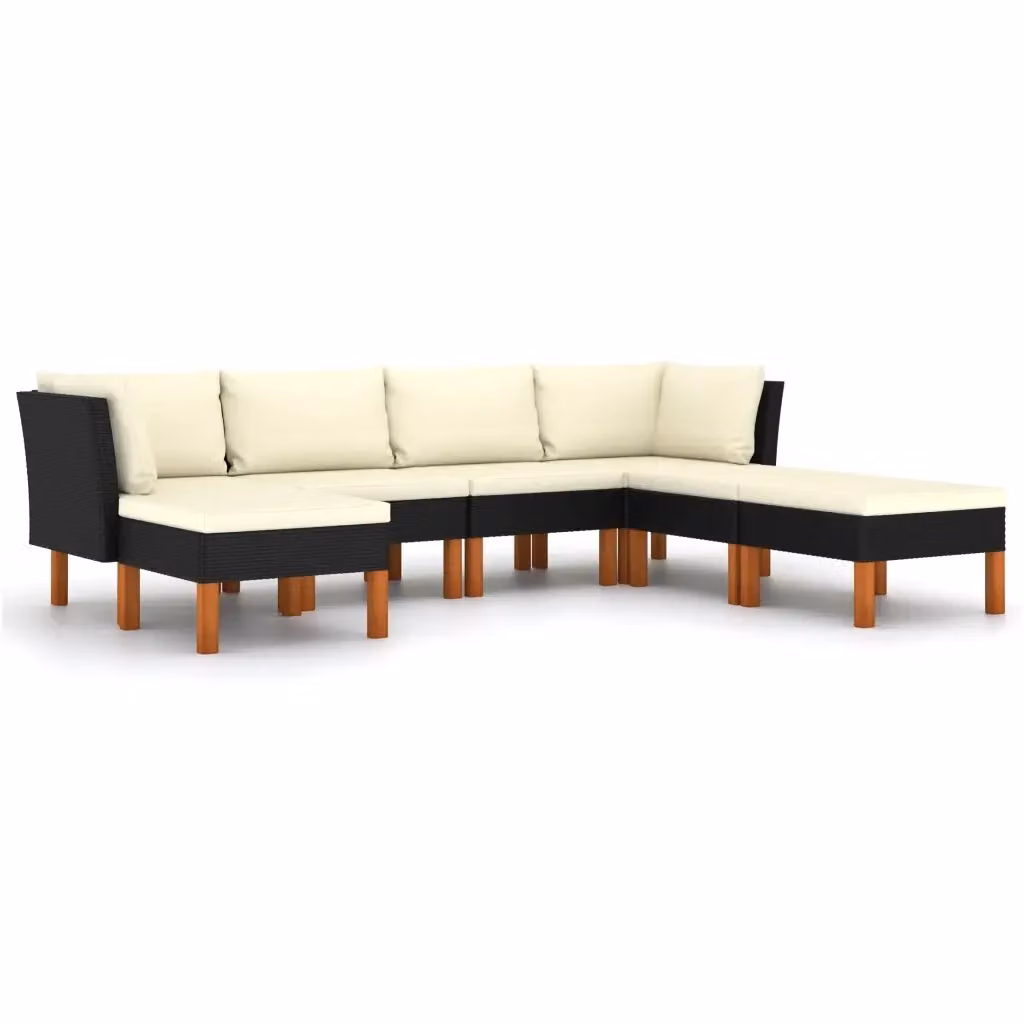 vidaXL Set Divani da Giardino 7 pz Moderno con Cuscini in Polyrattan e Struttura in Acciaio Nero e Bianco – 2