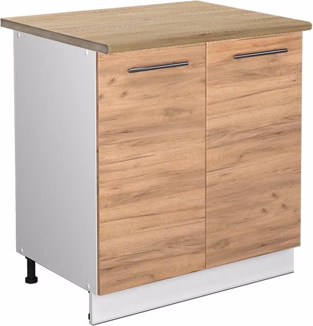 Mobiletto base cucina Fame-Line Rovere dorato/Bianco 80 cm piano di lavoro Rovere dorato Vicco