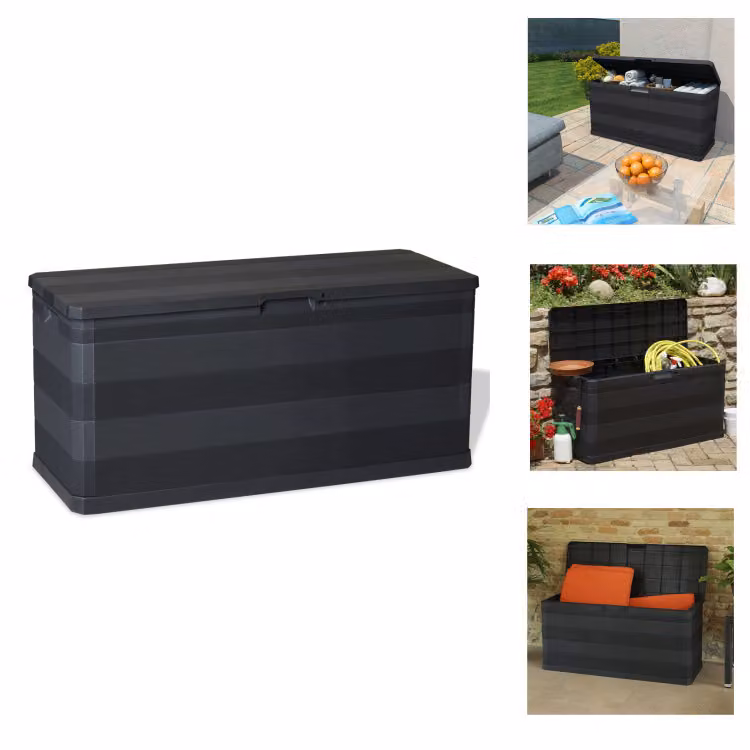 vidaXL Cassetta da giardino nera 117×45×56 cm - Cassette da giardino